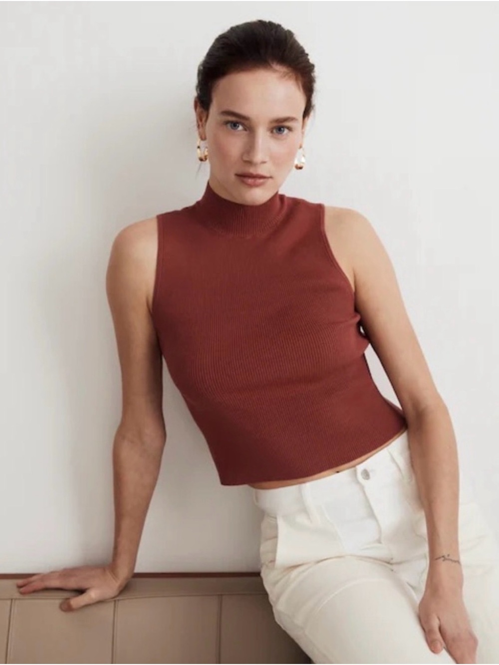 Madewell Signature Knit Mockneck Sweater Tank Sz large